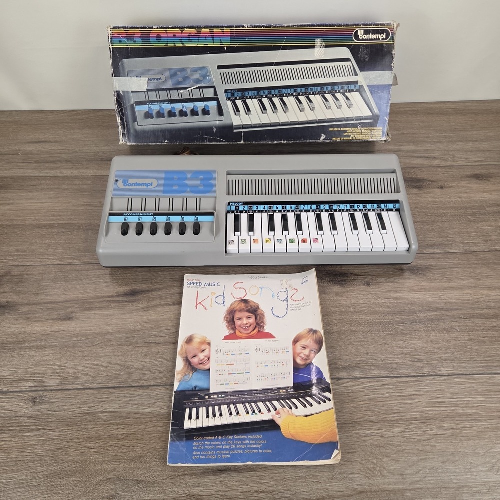 Bontempi B3 Electric Air Organ w/ Box & Music Book Tested Working Made in Italy